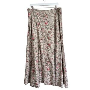 Vintage Cottagecore Lauren Ralph Lauren Floral Snap Front Skirt 16